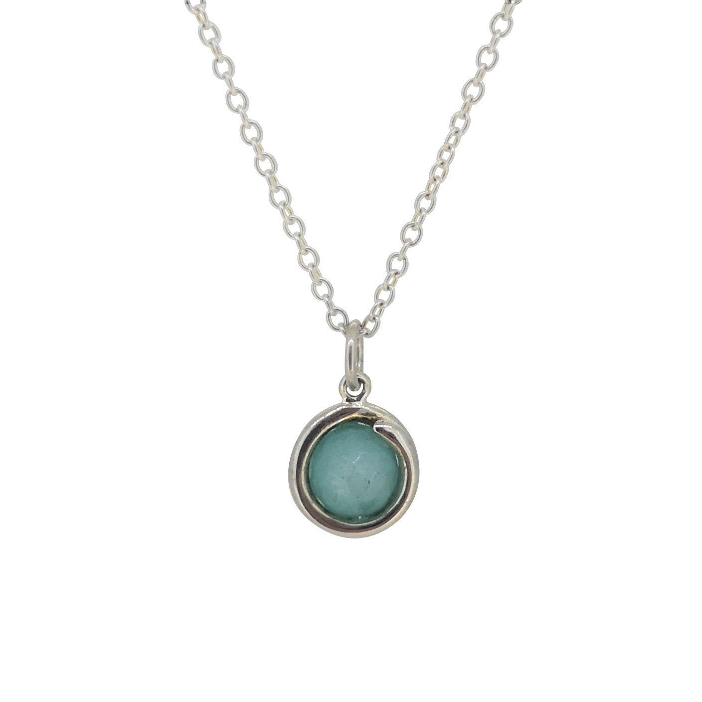 Aqua Jade Silver Delicate Necklace Maree London Jewellery