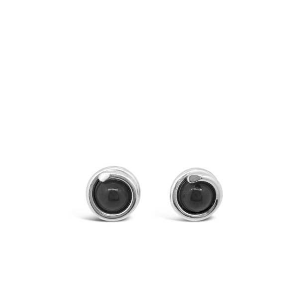 Black Onyx Delicate Sterling Silver Stud Earring 6mm round Black Onyx set in simple setting wrapped around stone for women Maree London Jeweller