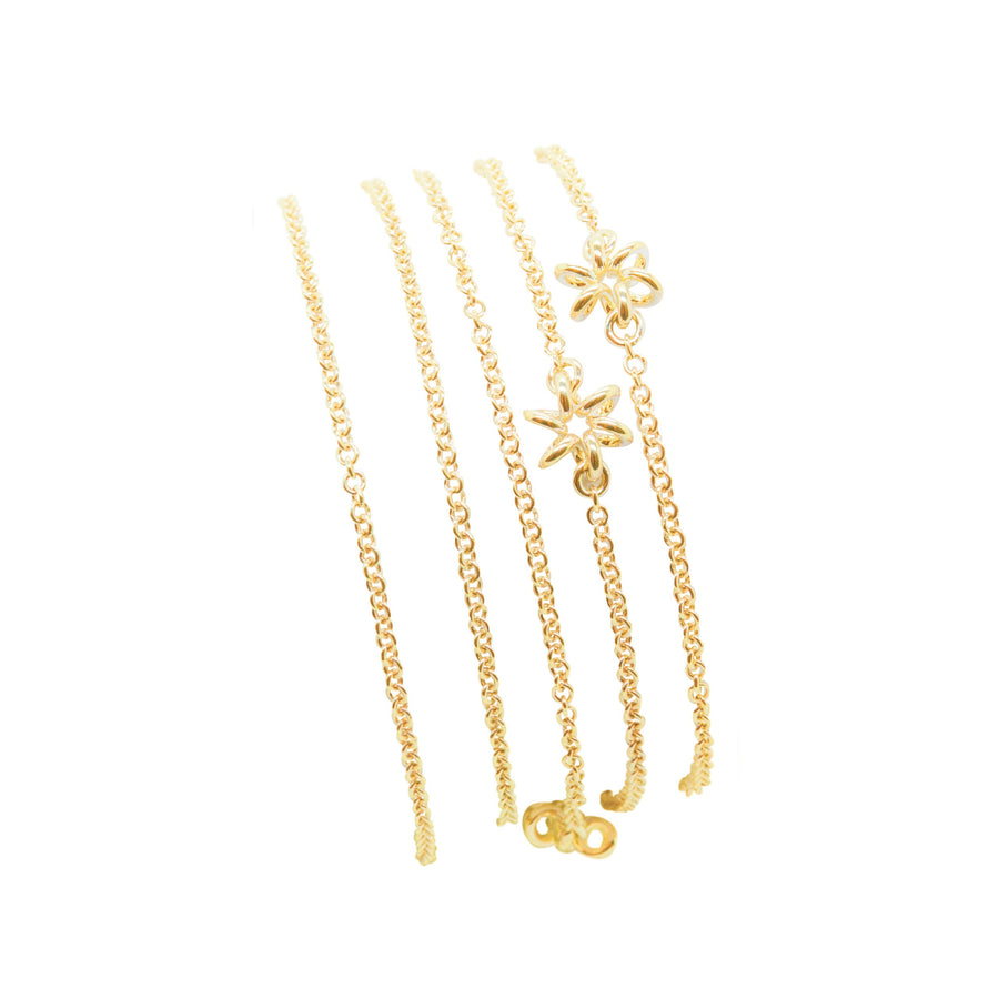 Gold-Daisy-Chain-Flower-Long-Layered-Necklace-Turns into a bracelet for-women-Maree-London-Jewellery-British-Designer