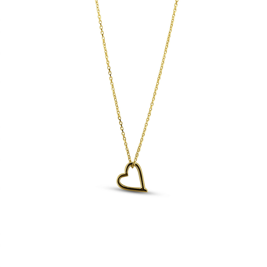 Gold Delicate Love Heart Hanging from chain Pendant Necklace Design for women Gifts for her Maree London Jewellery British Designer