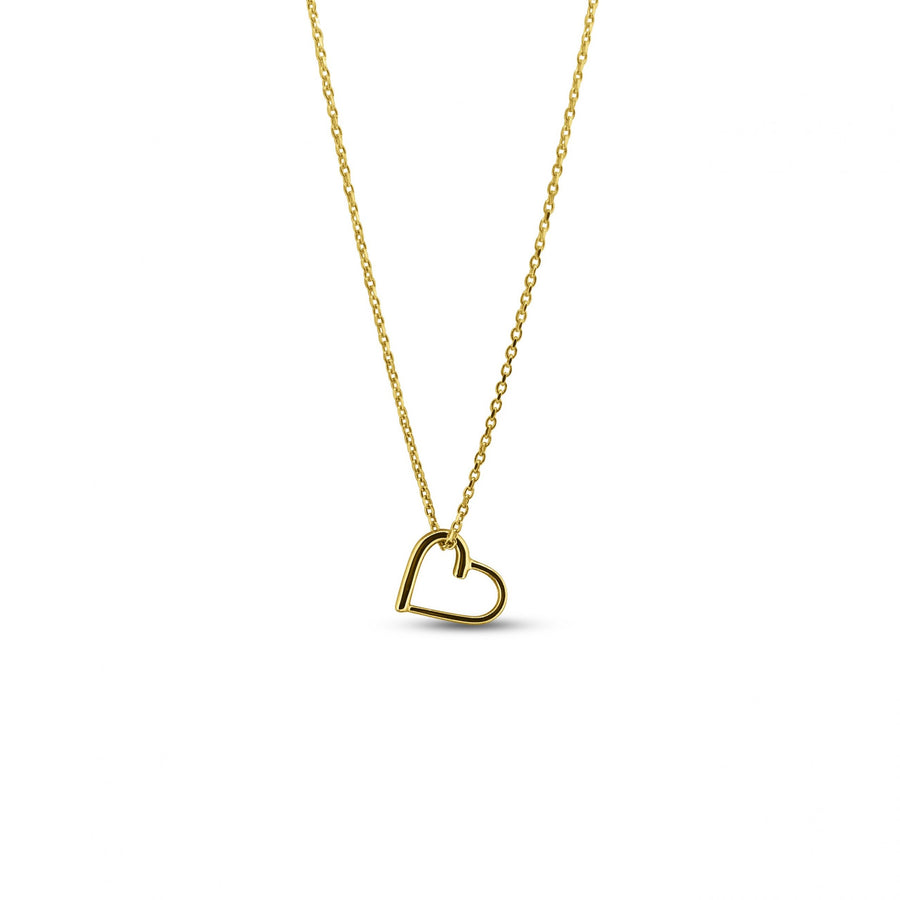 Gold Delicate Sweet Love Heart Pendant Necklace Heart hanging from chain Design for women Gifts for her Maree London Jewellery British Designer