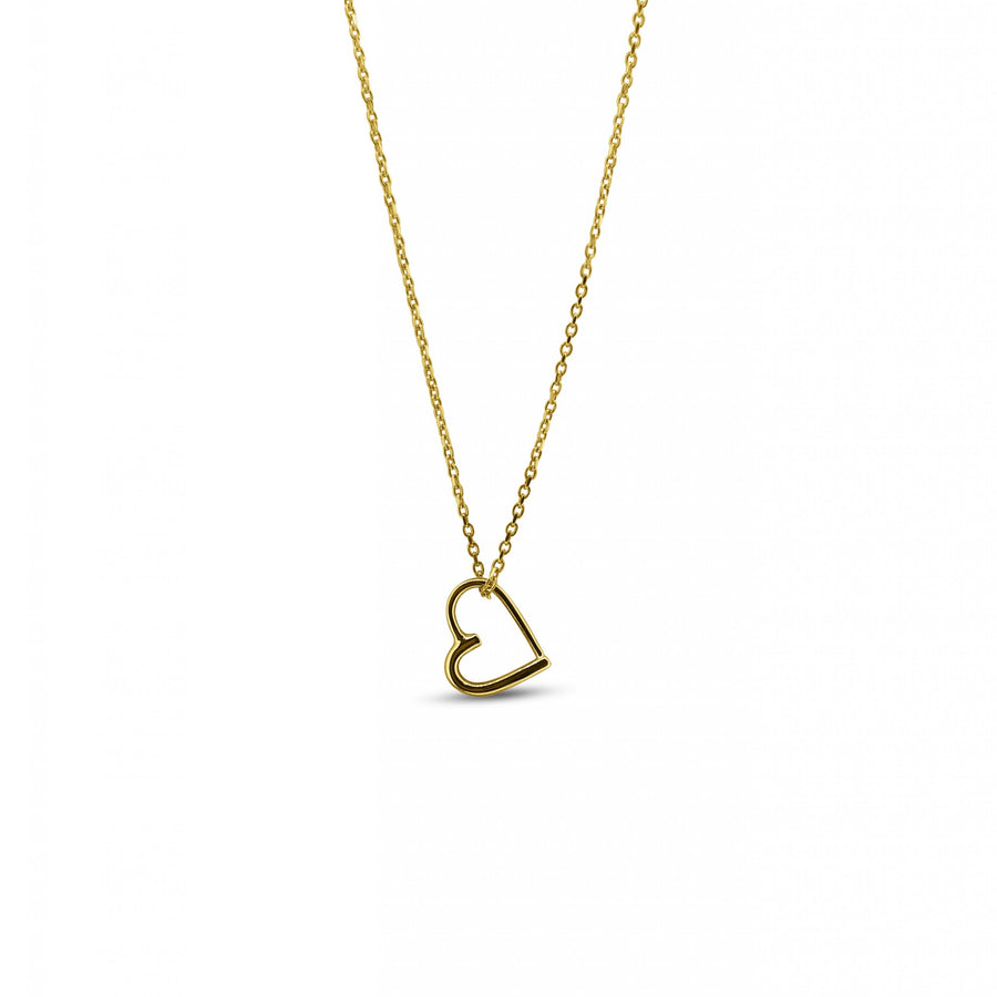 Gold Delicate Sweet Love Heart Pendant Necklace Heart hanging from chain Design for women Gifts for her Maree London Jewellery British Designer