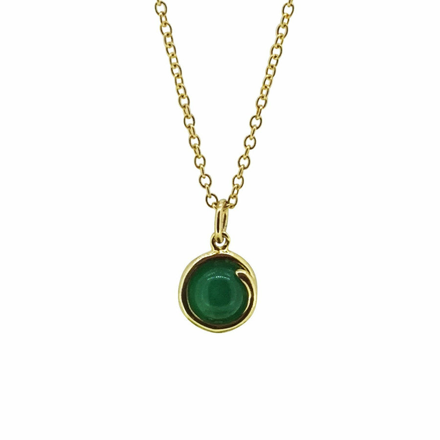 Green Agate Delicate Gold Pendant Necklace 6mm round Green Agate set in simple setting wrapped around stone