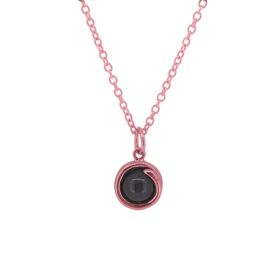 Red Garnet Delicate Rose Gold Pendant Necklace 6mm round Red Garnet set in simple setting wrapped around stone