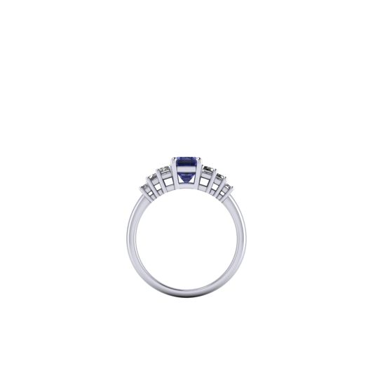 ART DECO EMERALD CUT BLUE SAPPHIRE AND BAGUETTE DIAMOND RING for women Maree london jewellery