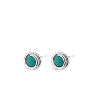 Turquoise Delicate Sterling Silver Stud Earring 6mm round Turquoise set in simple setting wrapped around stone