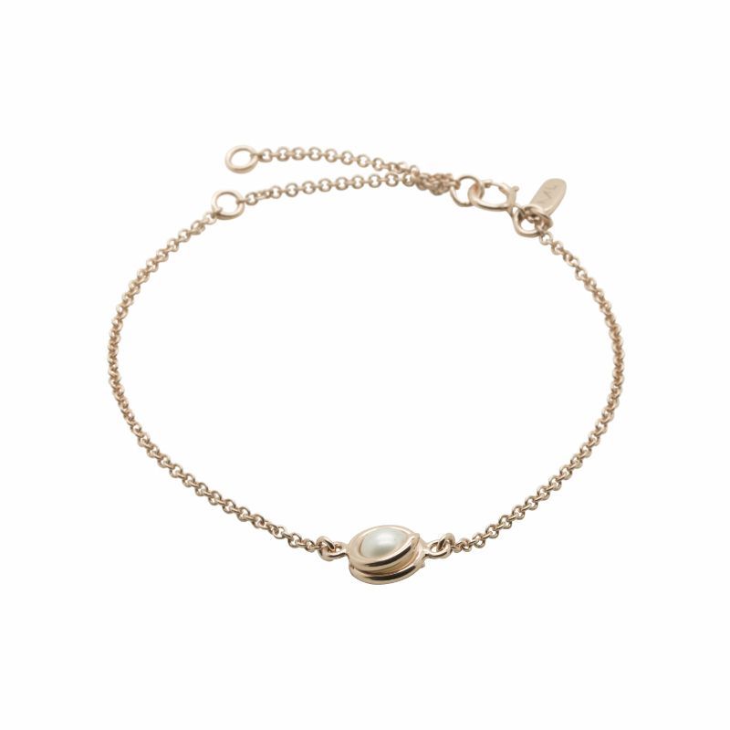 Stunning Stone Rose Gold One Charm White Pearl Bracelet for Women Maree London Jewellery British Designer