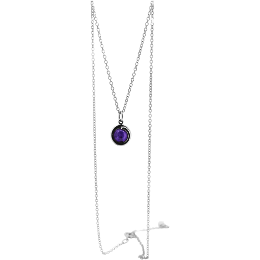 Amethyst Sterling Silver Delicate Pendant Necklace 6mm round amethyst set in simple setting wrapped around stone