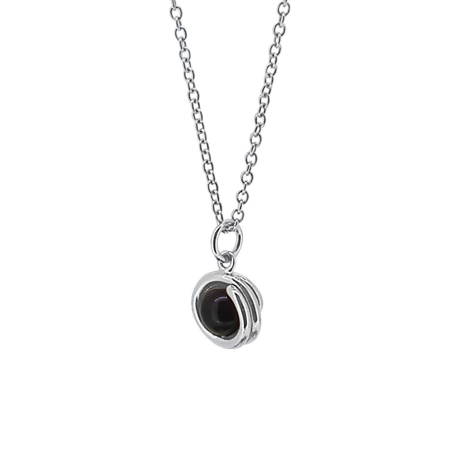 Black Onyx Delicate Sterling Silver Pendant Necklace 6mm round Black Onyx set in simple setting wrapped around stone