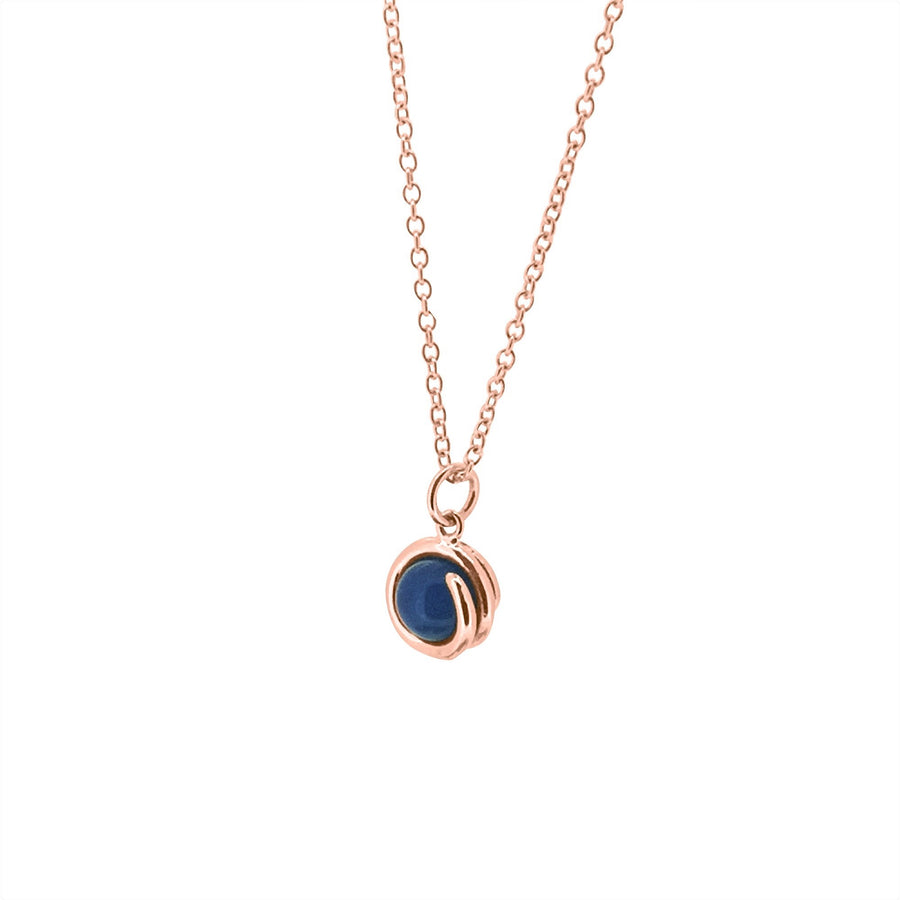 Blue Agate Delicate Rose Gold Pendant Necklace 6mm round Blue Agate set in simple setting wrapped around stone