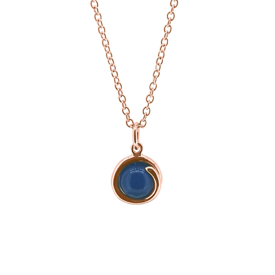 Blue Agate Rose Gold Delicate Necklace