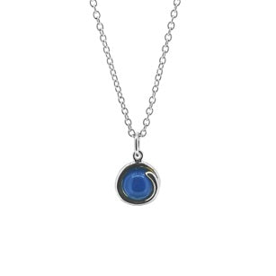 Blue Agate Delicate Sterling Silver Pendant Necklace 6mm round Blue Agate set in simple setting wrapped around stone
