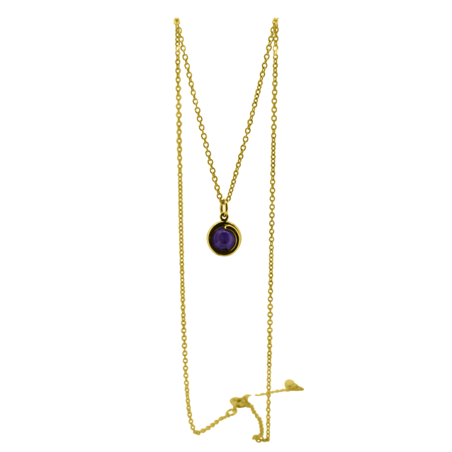 Gold-Amethyst-Delicate-Pendant-Necklace-SYGPAM-6mm-round-amethyst-set-in-simple-setting-Maree London-Jewellery-Front-View