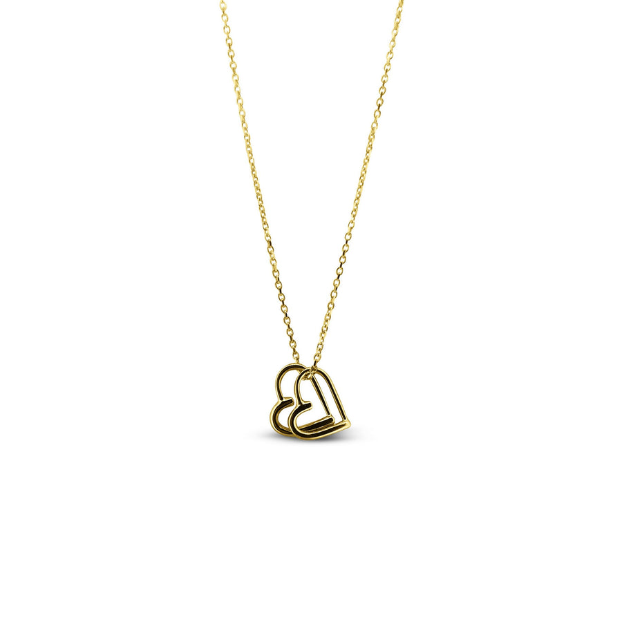 Gold Delicate 2 Sweet Love Heart Pendant Necklace Heart hanging from chain Design for women Gifts for her Maree London Jewellery British Designer