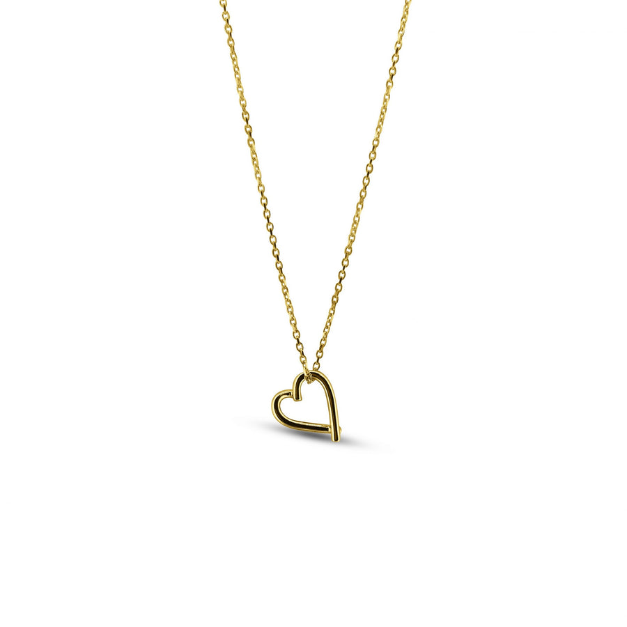 Gold Delicate Ture Love Heart Hanging on chain Pendant Necklace Design for women Gifts for her Maree London Jewellery British Designer