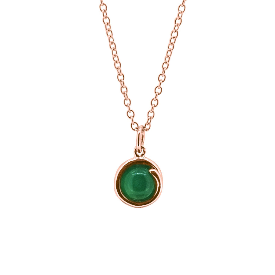 Green-Agate-Delicate-Rose-Gold-Pendant-Necklace-SRGPGA-6mm-round-Green Agateset-in-simple-setting-Maree London-Jewellery-Stunning-Stone-Collection
