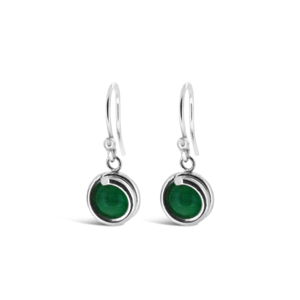 Green-Agate-Delicate-Sterling-Silver-Drop-Earring-SSHEGA-6mm-round-Green-Agate-set-in-simple-setting-For-Women-Maree London-Jewellery