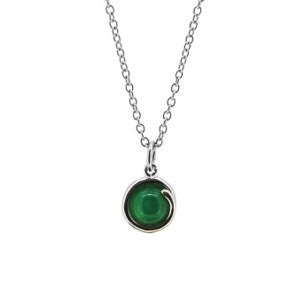 Green-Agate-Delicate-Sterling-Silver-Pendant-Necklace-SSPGA-6mm-round-Green Agate-simple-setting-Maree London-Jewellery-full chain-Stunning-stone-collection