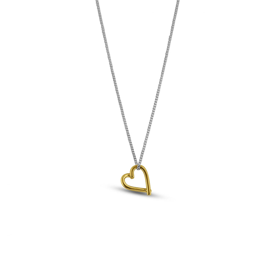 Mixed-Metalr-Gold-Delicate-True-Heart-Hanging-Heart-Pendant-Necklace-Sterling-Silver-Chain-Design-for-women-Gifts-for-her-Maree-London-Jewellery-British-Designer