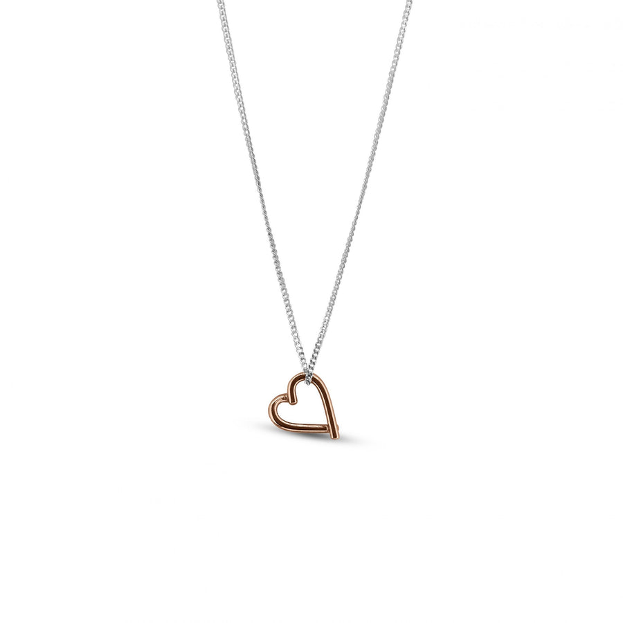 Mixed-Metalr-Gold-Rose-Gold-Delicate-True-Heart-Hanging-Heart-Pendant-Necklace-Sterling-Silver-Chain-Design-for-women-Gifts-for-her-Maree-London-Jewellery-British-Designer