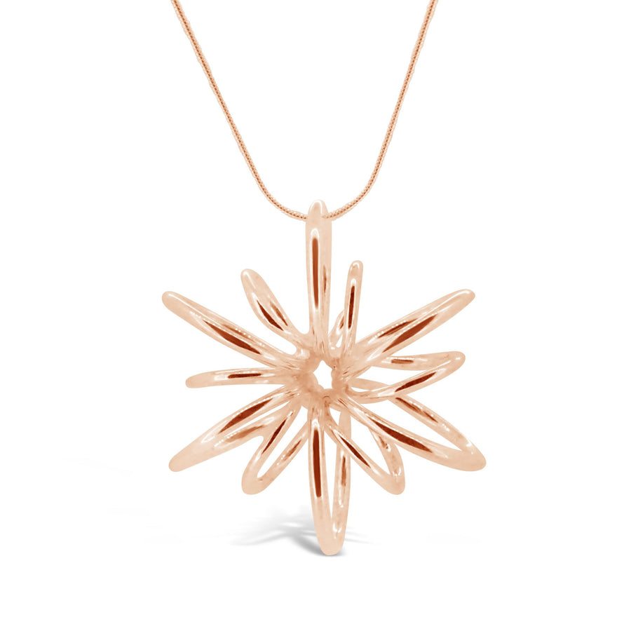 Rose Gold Statement Lotus Flower Pendant Necklace Design for women Gifts for her Maree London Jewellery British Designer