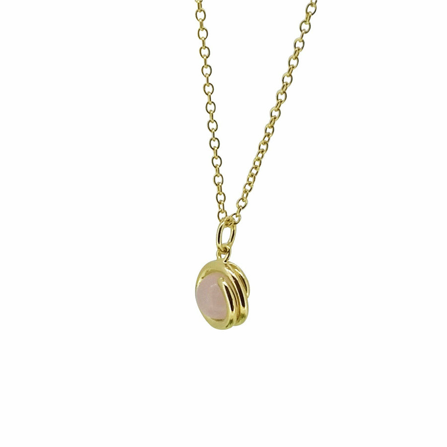Rose Quartz Delicate Gold Pendant Necklace 6mm round Rose Quartz set in simple setting wrapped around stone