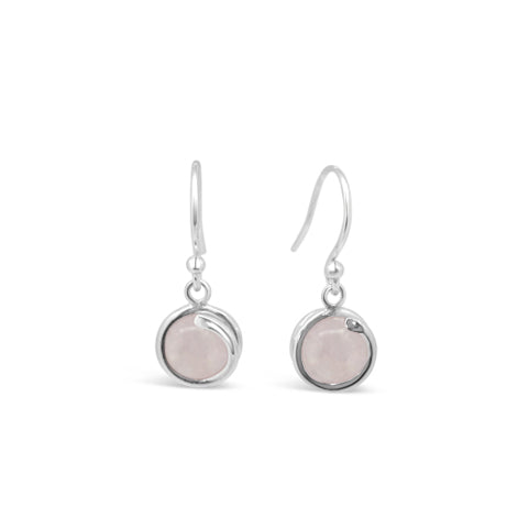 Rose Quartz Delicate Sterling Silver Drop Earring 6mm round Rose quartz set in simple setting wrapped around stone
