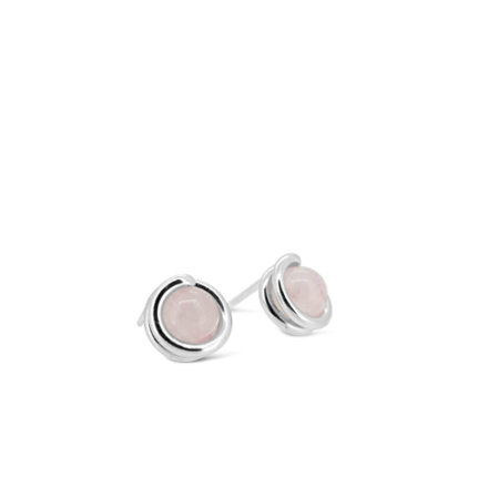 Rose Quartz Delicate Sterling Silver Stud Earring 6mm round Rose Quartz set in simple setting wrapped around stone