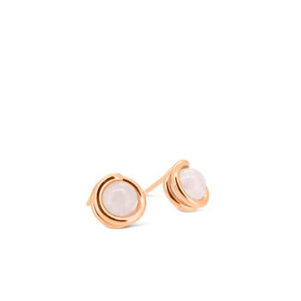 Rose Quartz Delicate Rose Gold Stud Earring 6mm round Rose Quartz set in simple setting wrapped around stone