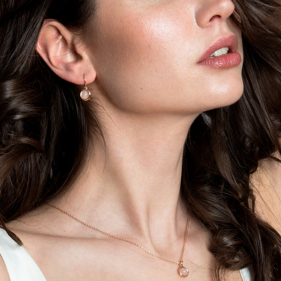 Rose Quartz Gold Drop Timeless Earrings