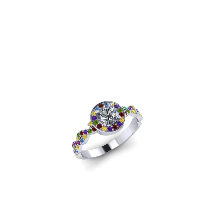 rainbow multi colours-twist Ring-holo-Engagement-Ring-for-her-maree-london-jewellery