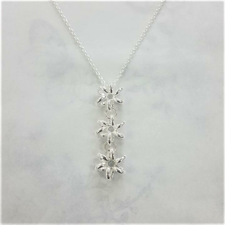 Daffodil Flower Silver Drop Necklace