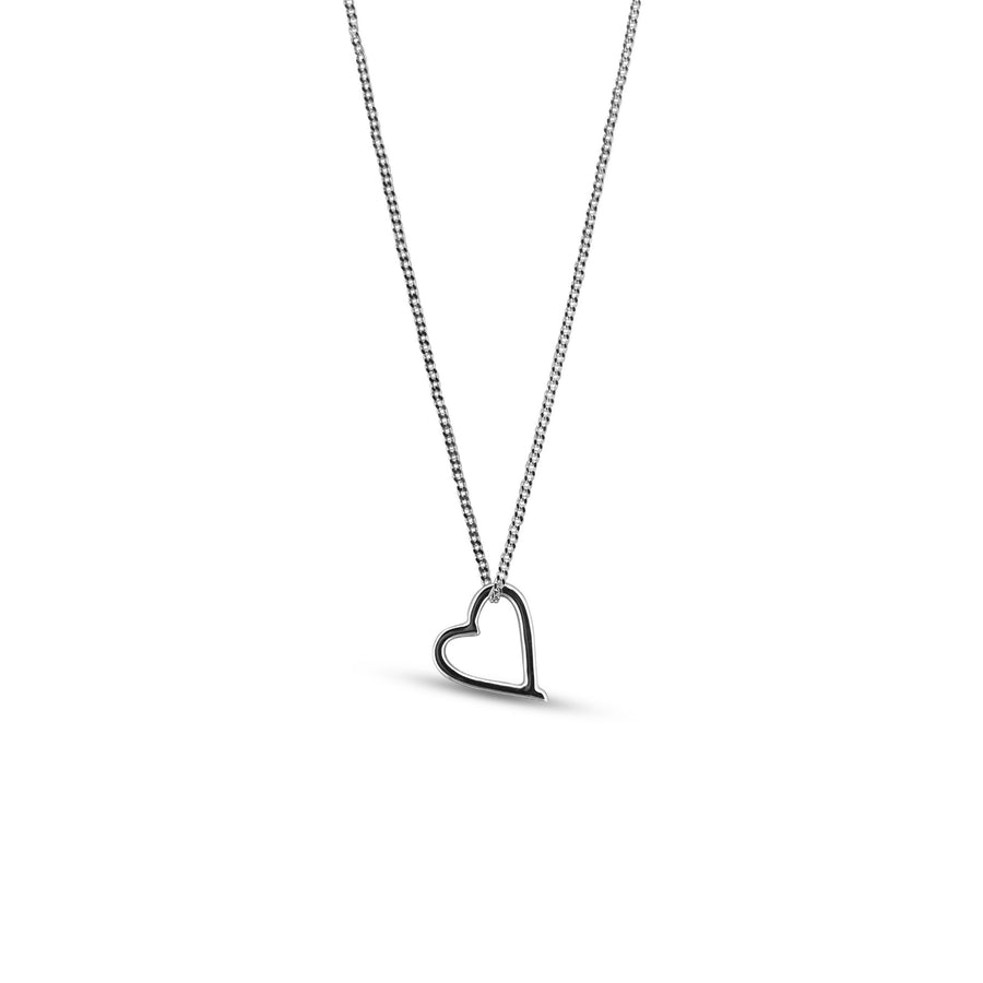 Sterling Silver Delicate Love Heart Hanging Heart Pendant Necklace Design for women Gifts for her Maree London Jewellery British Designer