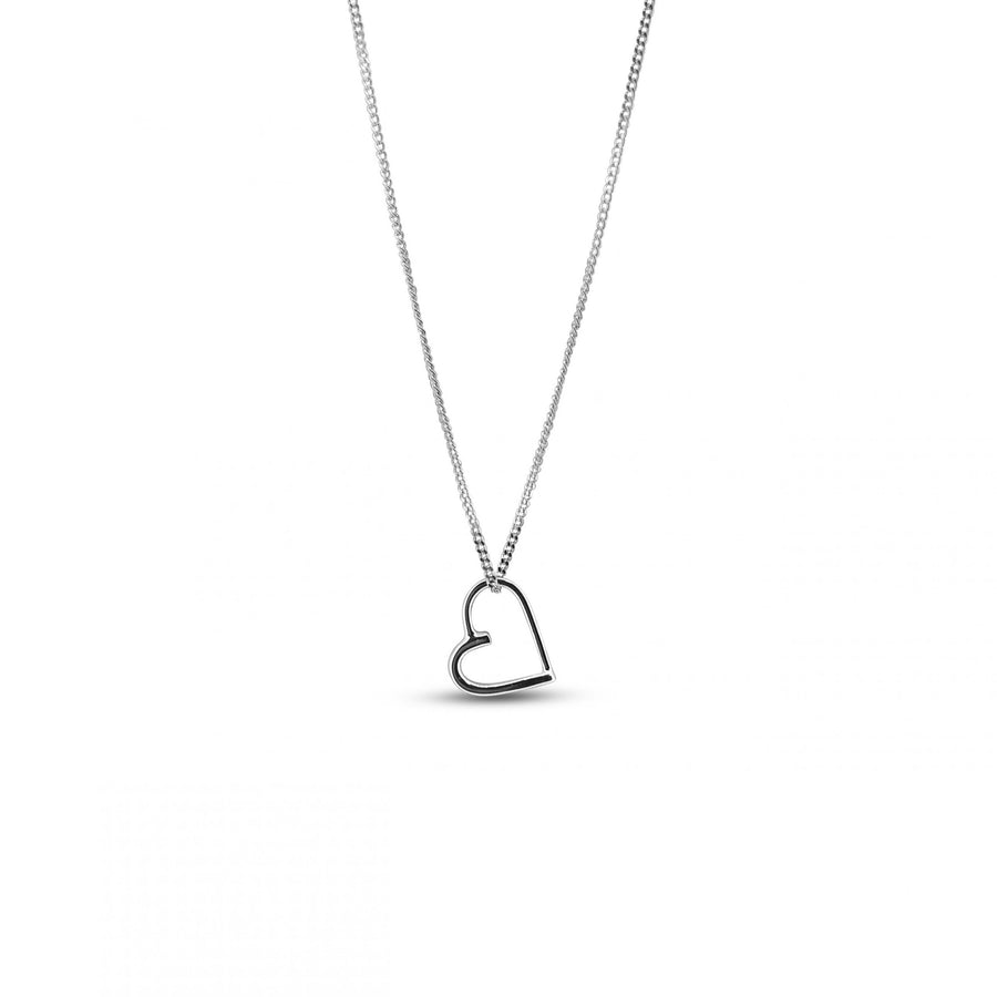 Sterling Silver Delicate Sweet Love Heart Hanging from chain Pendant Necklace Design for women Gifts for her Maree London Jewellery British Designer