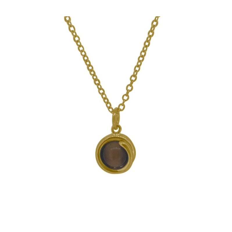 Tigers Eye Delicate Gold Pendant Necklace 6mm round Tigers Eyes set in simple setting wrapped around stone