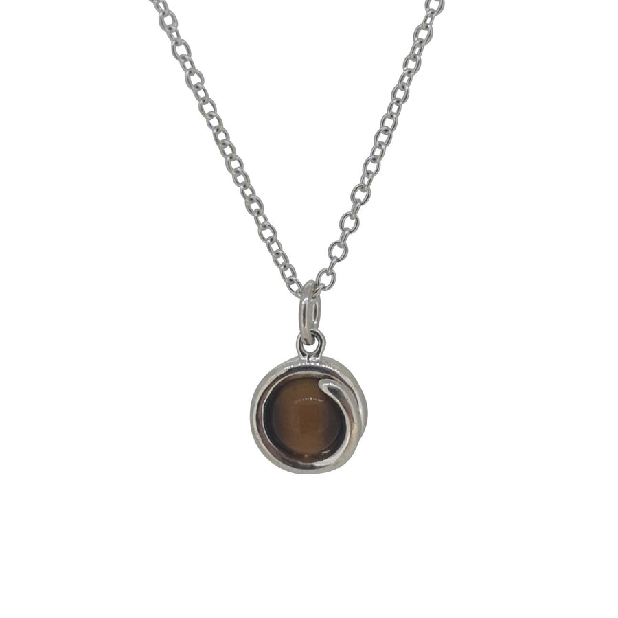 Tigers Eye Delicate Sterling Silver Pendant Necklace 6mm round Tigers Eye set in simple setting wrapped around stone
