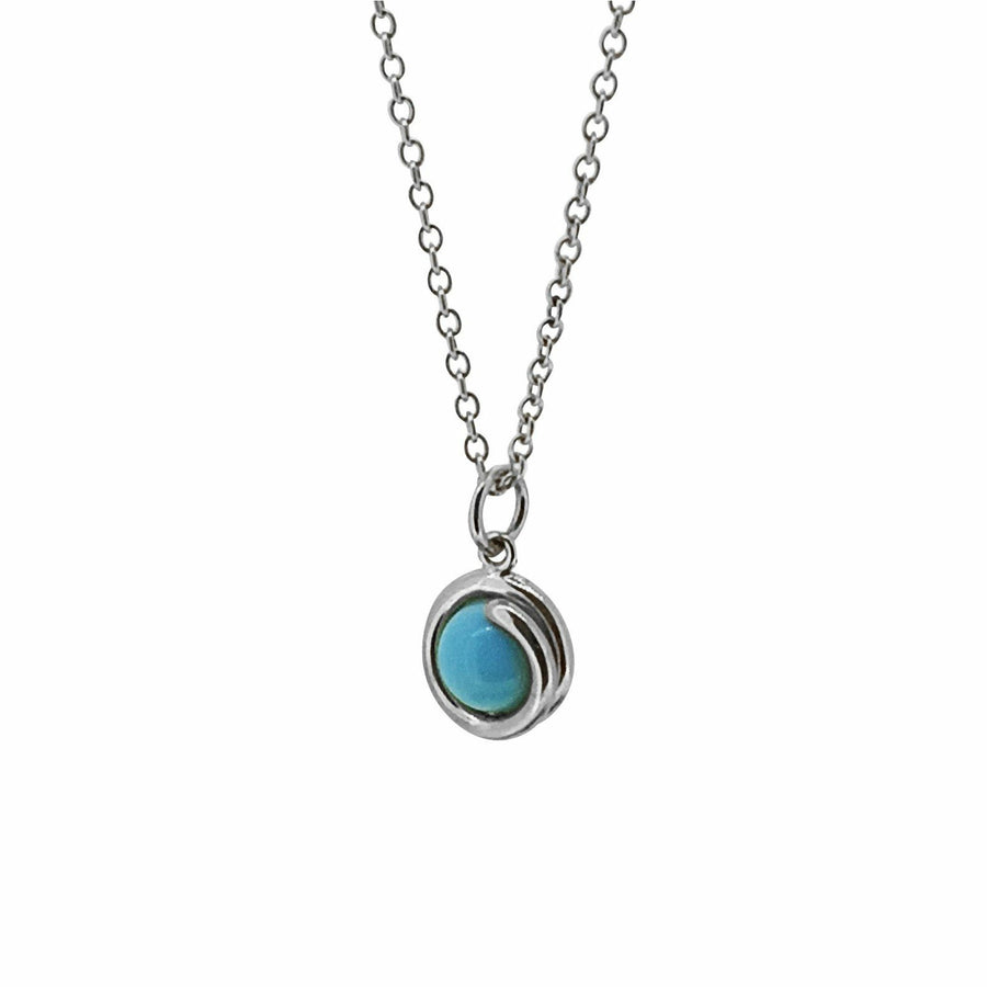 Turquoise Delicate Sterling Silver Pendant Necklace 6mm round Turquoise set in simple setting wrapped around stone
