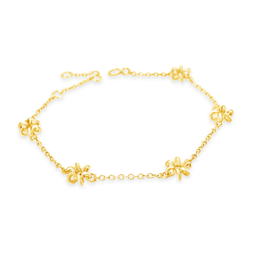 Yellow Gold Daisy Chain Flower Delicate Bracelet Unique Design for women Gifts for her Maree London Jewellery British Designer